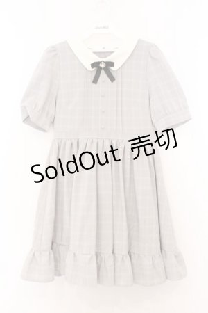 画像: evelyn / Vフリルタック襟ワンピース  グレー O-26-02-21-092-LO-OP-IG-OS