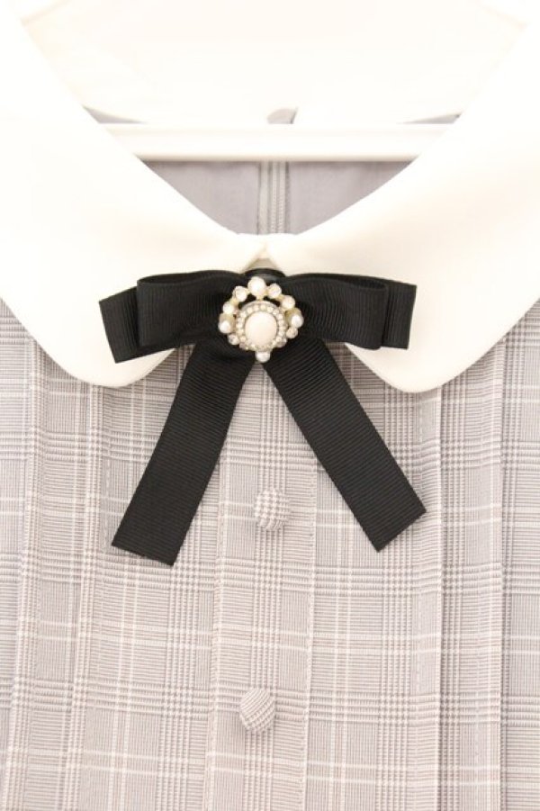 画像2: evelyn / Vフリルタック襟ワンピース  グレー O-26-02-21-092-LO-OP-IG-OS (2)