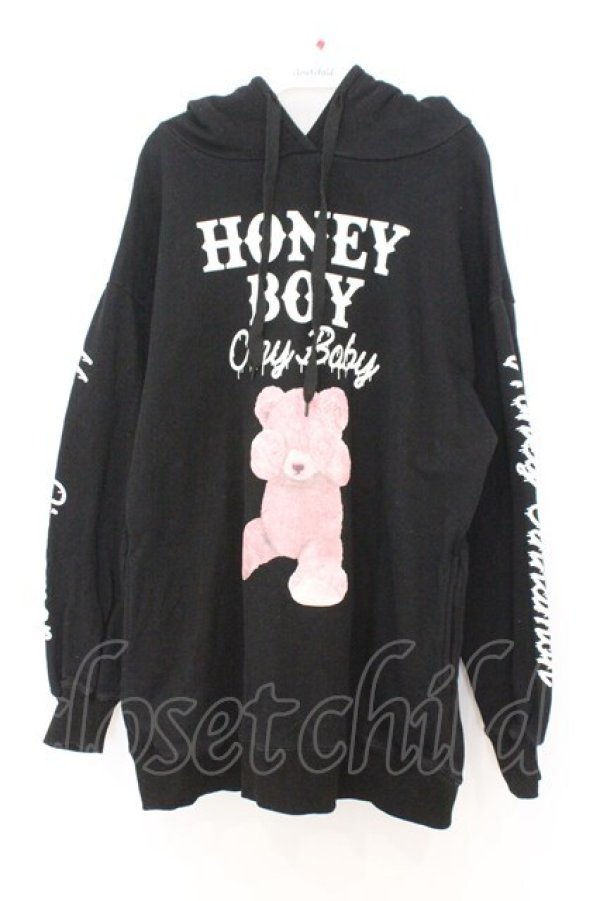 画像1: Honey Cinnamon / 目隠しテディパーカー  クロ O-26-02-21-093-LO-TO-IG-OS (1)