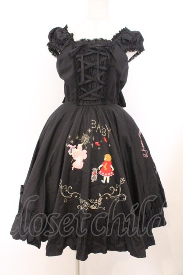 画像1: BABY,THE STARS SHINE BRIGHT / オズの魔法使いアップリケサーキュラージャンパースカート  クロ O-26-02-21-010-BA-OP-IG-OS (1)