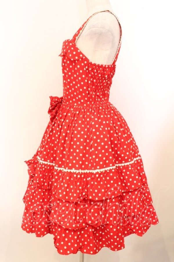 画像4: BABY,THE STARS SHINE BRIGHT / ドット・フリルジャンパースカート  えんじ O-26-02-21-014-BA-OP-OW-OS (4)