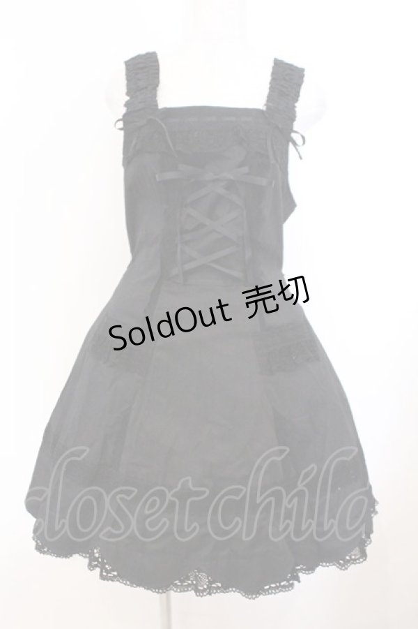 画像1: BABY,THE STARS SHINE BRIGHT / 裾スカラップジャンパースカート  クロ O-26-02-21-015-BA-OP-IG-OS (1)