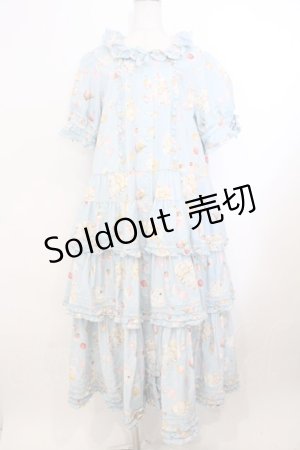 画像: PINK HOUSE / 幸見うさぎプリントフリルワンピース  ソライロ O-26-02-21-016-LO-OP-OW-OS
