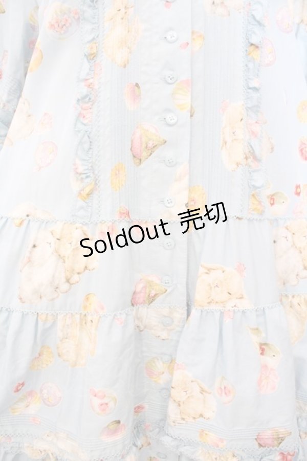 画像3: PINK HOUSE / 幸見うさぎプリントフリルワンピース  ソライロ O-26-02-21-016-LO-OP-OW-OS (3)