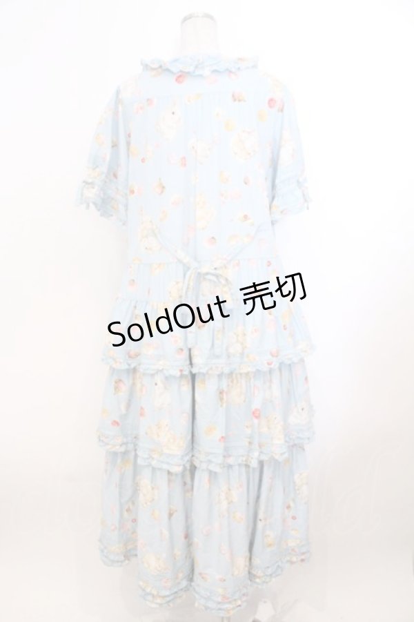 画像7: PINK HOUSE / 幸見うさぎプリントフリルワンピース  ソライロ O-26-02-21-016-LO-OP-OW-OS (7)