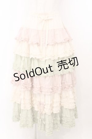 画像: PINK HOUSE / 配色フリルスカート  ピンク×ハッカ O-26-02-21-017-LO-SK-OW-OS