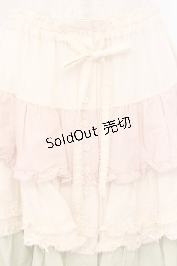 画像2: PINK HOUSE / 配色フリルスカート  ピンク×ハッカ O-26-02-21-017-LO-SK-OW-OS (2)