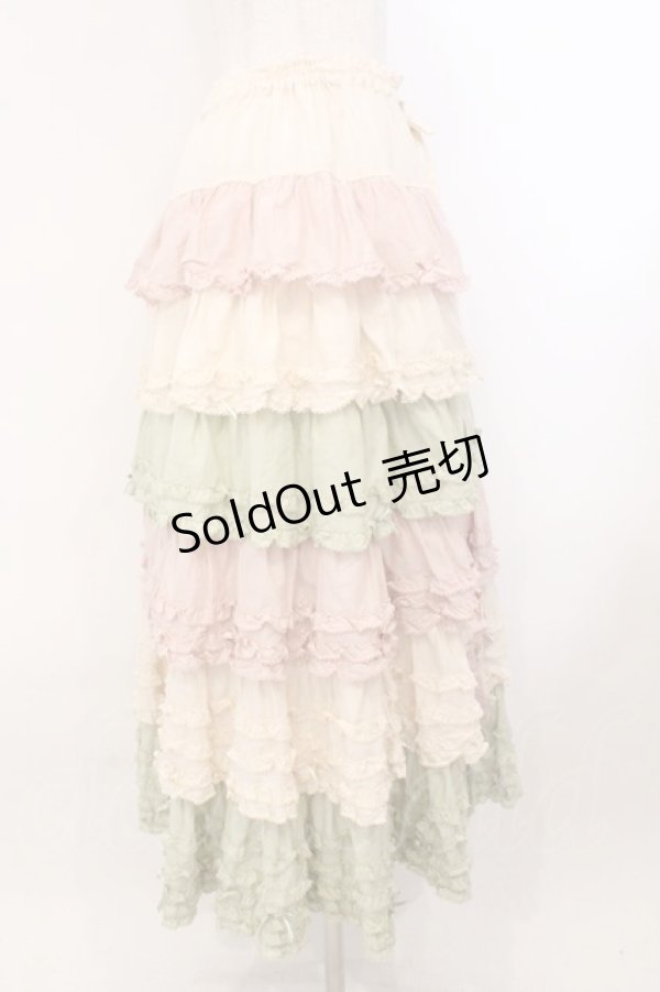 画像4: PINK HOUSE / 配色フリルスカート  ピンク×ハッカ O-26-02-21-017-LO-SK-OW-OS (4)