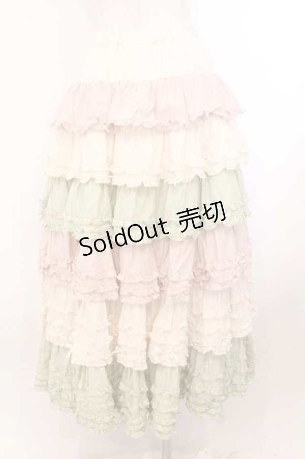 画像5: PINK HOUSE / 配色フリルスカート  ピンク×ハッカ O-26-02-21-017-LO-SK-OW-OS (5)