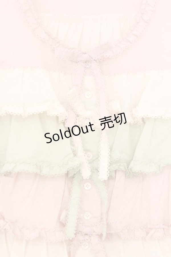 画像2: PINK HOUSE / 配色フリルブラウス  ピンク×ハッカ O-26-02-21-018-LO-BL-OW-OS (2)