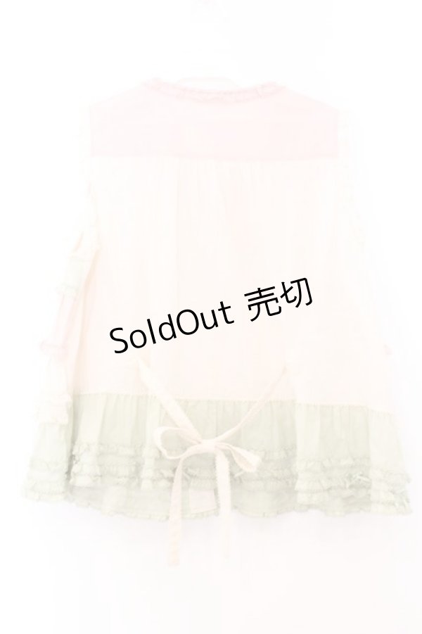 画像4: PINK HOUSE / 配色フリルブラウス  ピンク×ハッカ O-26-02-21-018-LO-BL-OW-OS (4)