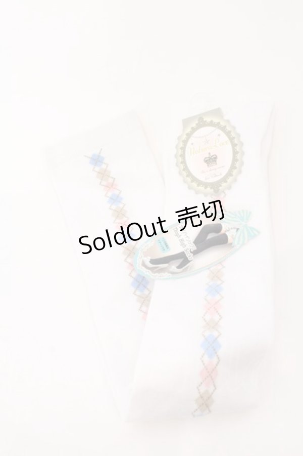 画像1: LOLITAその他 / ソックス  シロ×アーガイル O-26-02-22-026-LO-ZA-OW-OS (1)