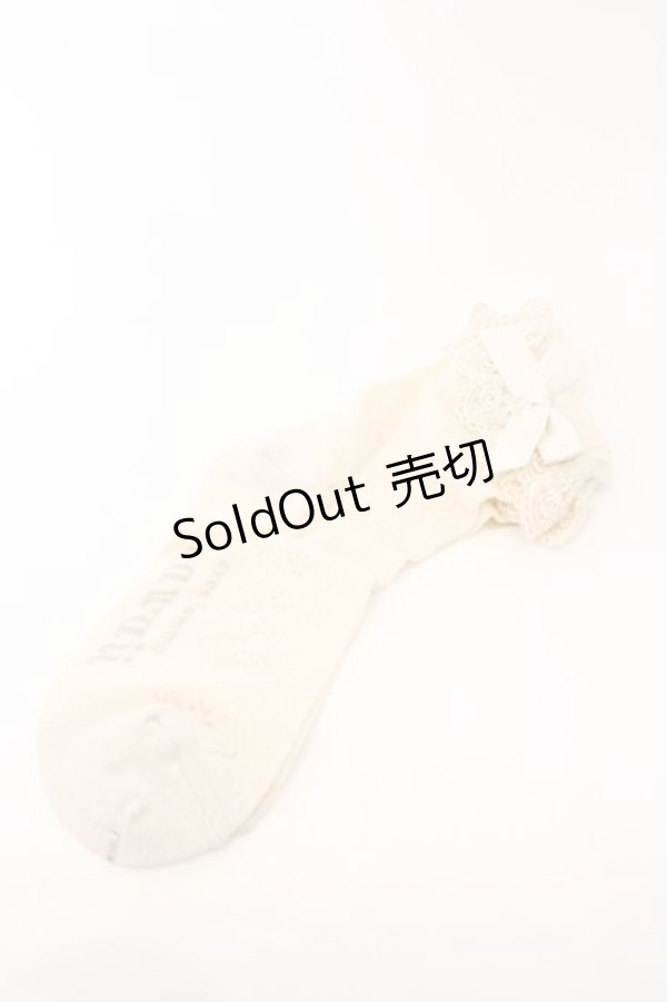 画像1: axes femme kawaii / 透かしレースアップ柄ソックス  ベージュ O-26-02-22-082-AX-ZA-OW-ZT618-F002 (1)