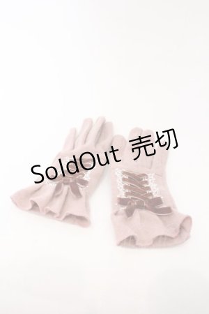 画像: axes femme / レースアップ手袋 21-22cm ピンク O-26-02-22-083-AX-ZA-IG-OS