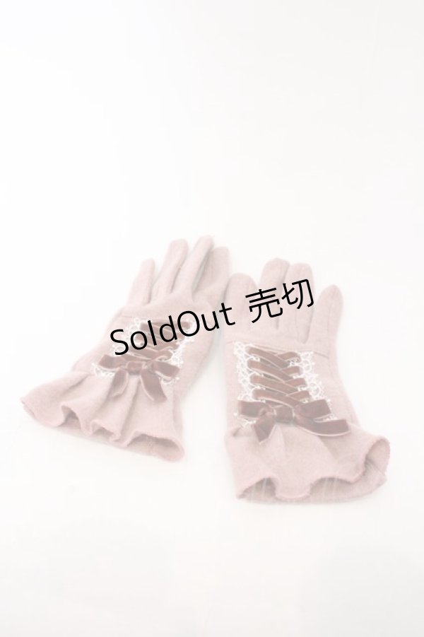 画像1: axes femme / レースアップ手袋 21-22cm ピンク O-26-02-22-083-AX-ZA-IG-OS (1)