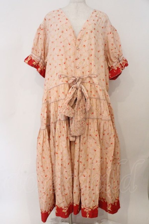 画像1: WONDERFUL WORLD / ローズ格子柄ワンピース【改造品】  ピンク O-26-02-23-001-LO-OP-IG-OS (1)