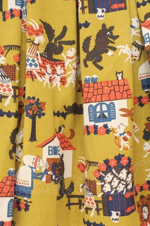 画像2: Jane Marple / Wolf and Seven kidsプリントのミニスカート M イエロー O-26-02-23-026-JM-OP-OW-OS (2)