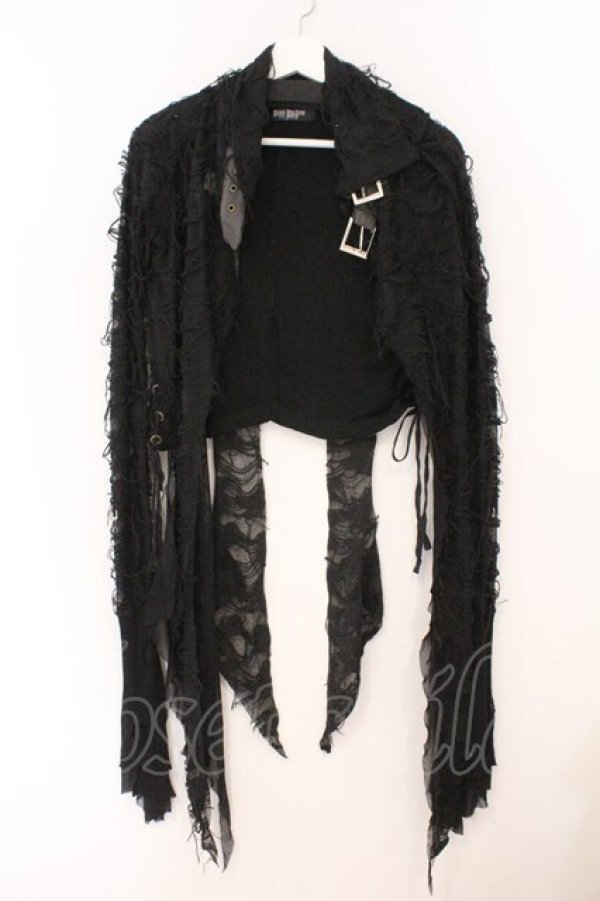 画像1: DARK RED  RUM / オパールダメージショートカーディガン  ブラック O-26-02-23-045-HN-TO-OW-OS (1)