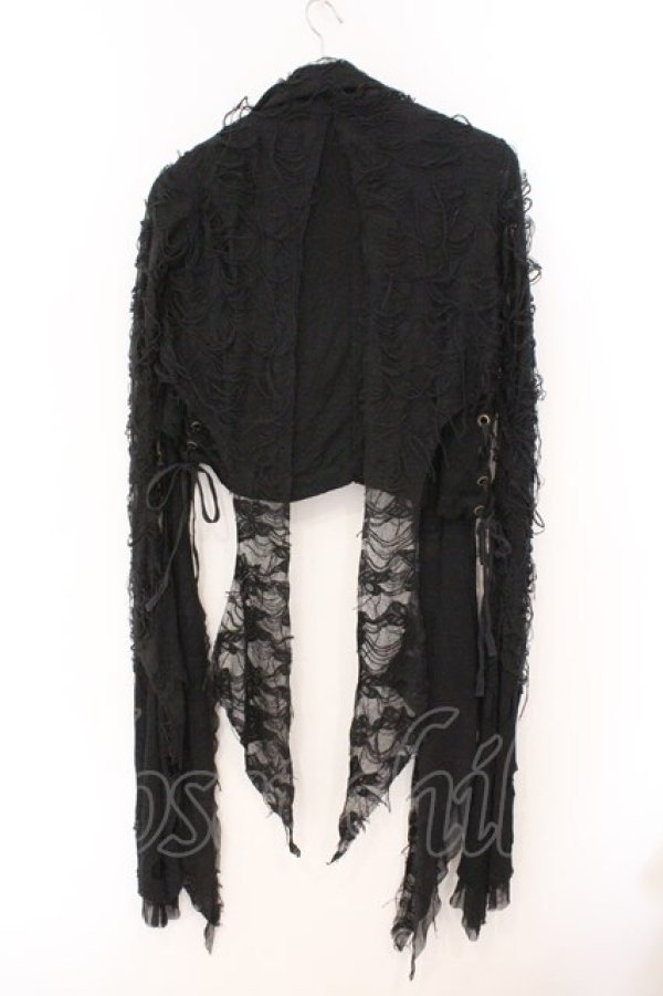 画像5: DARK RED  RUM / オパールダメージショートカーディガン  ブラック O-26-02-23-045-HN-TO-OW-OS (5)