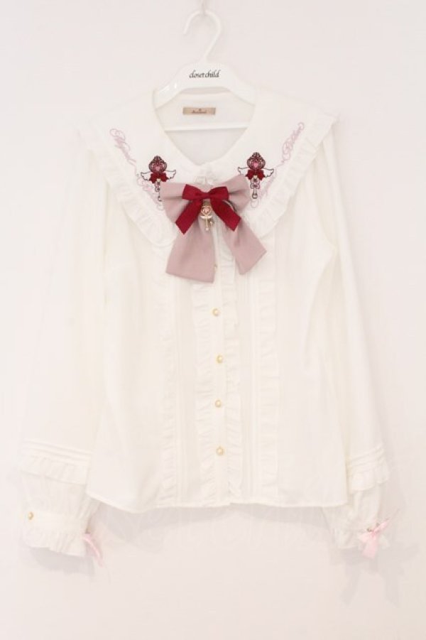 画像1: Amavel / Magical Ribbonフリルブラウス M シロ×ピンク O-26-02-23-046-CA-BL-OW-OS (1)