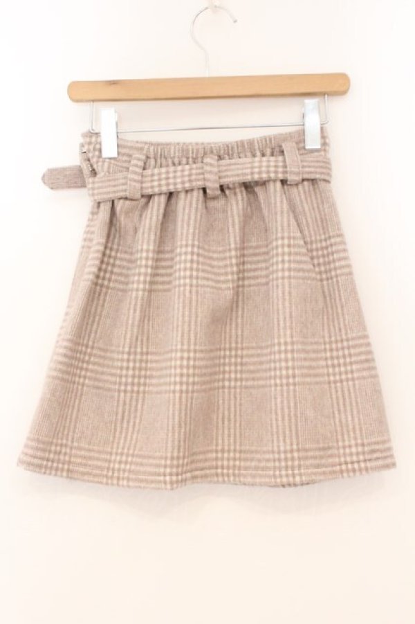 画像2: Honey Cinnamon / 起毛チェックビジューバックルスカート F ベージュ O-26-02-23-048-LO-SK-OW-OS (2)