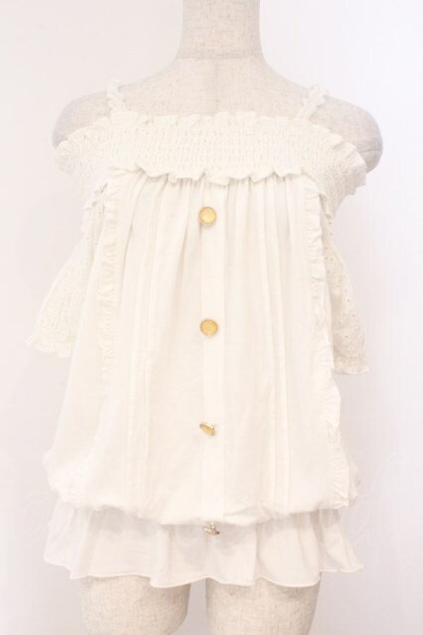 画像1: Lizmelo / レース切り替えオフショルプルオーバー M シロ O-26-02-23-053-LO-TO-OW-OS (1)