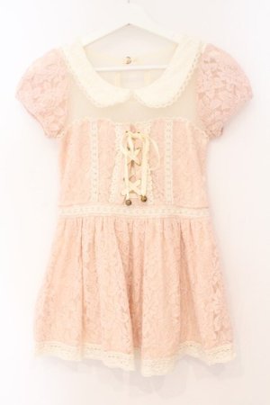 画像: LIZ LISA / フロントレースアップ総レーストップス  ピンク O-26-02-23-057-LO-TO-OW-OS