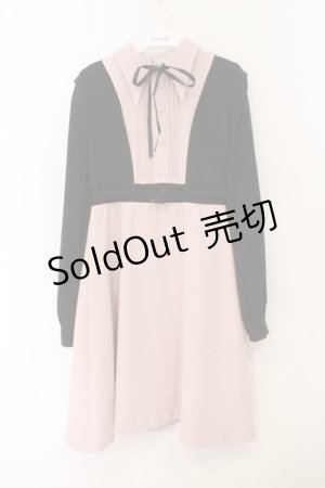 画像: EATME / ウエストマークバイカラーワンピース M ピンク×クロ O-26-02-23-062-LO-OP-OW-OS