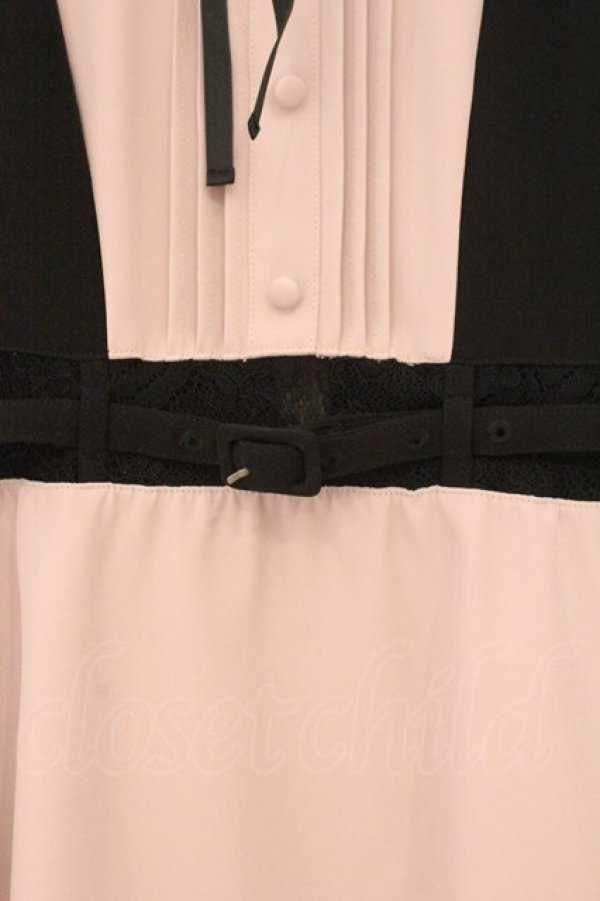 画像2: EATME / ウエストマークバイカラーワンピース M ピンク×クロ O-26-02-23-062-LO-OP-OW-OS (2)