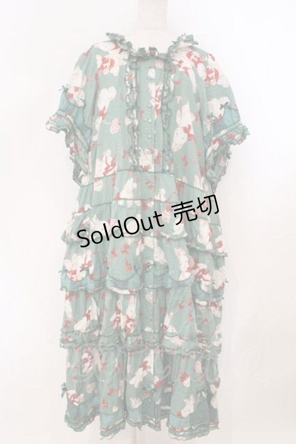 画像1: PINK HOUSE / ツインラビットワンピース【お直しあり】  グリーン O-26-02-23-005-LO-OP-IG-OS (1)