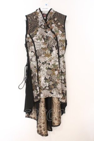 画像: Qutie Frash / 和柄チャイナワンピ  ブラウン O-26-02-23-071-QU-OP-OW-OS