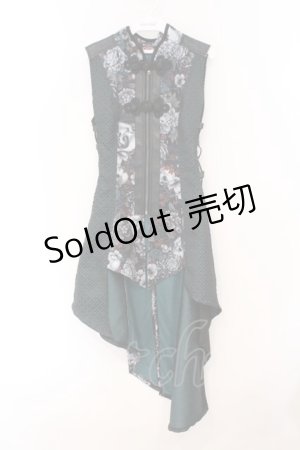 画像: Qutie Frash / 和柄チャイナチュニック  グリーン O-26-02-23-072-QU-TO-OW-OS