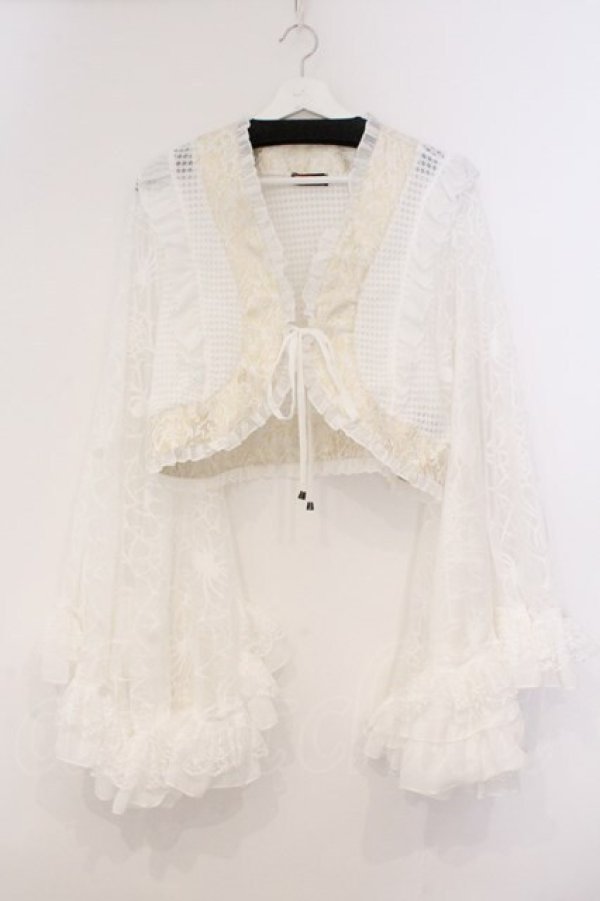 画像1: Qutie Frash / 蜘蛛メッシュショートカーディガン  ホワイト O-26-02-23-073-QU-TO-OW-OS (1)