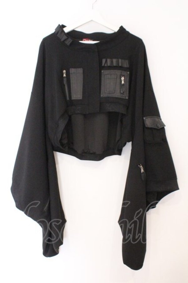 画像1: Qutie Frash / ミリタリー着物ブルゾン  ブラック O-26-02-23-075-QU-JA-OW-OS (1)