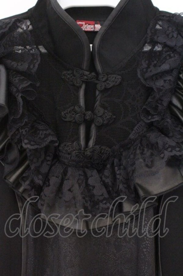 画像2: Qutie Frash / チャイナパフカットソー  ブラック O-26-02-23-076-QU-TO-OW-OS (2)