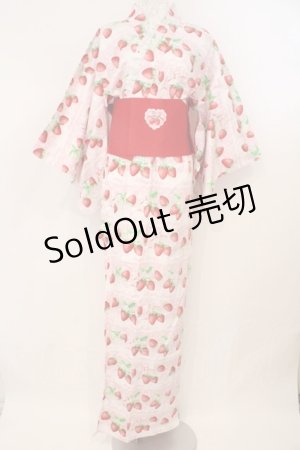 画像: Angelic Pretty / いちごミルフィーユ浴衣  ピンク O-26-02-23-006-AP-OP-OW-OS