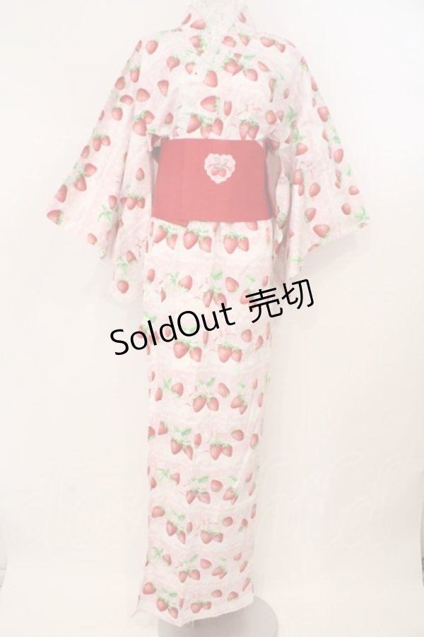 画像1: Angelic Pretty / いちごミルフィーユ浴衣  ピンク O-26-02-23-006-AP-OP-OW-OS (1)