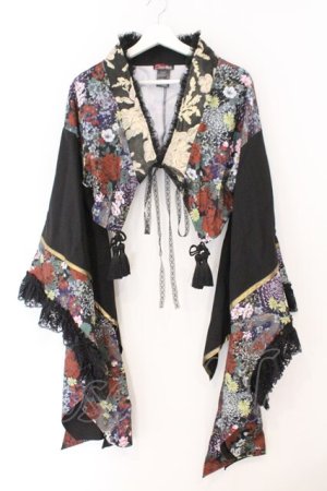 画像: Qutie Frash / 2025プレミアムセット【華龍】着物カーデ  ブラック O-26-02-23-077-QU-SK-OW-OS