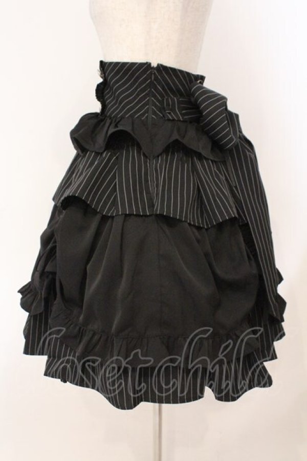 画像3: Chalmiere / ストライプフリルスカート M クロ O-26-02-23-013-0-SK-YM-OS (3)