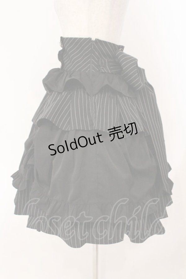 画像3: Chalmiere / ストライプフリルスカート M クロ O-26-02-23-013-0-SK-YM-OS (3)