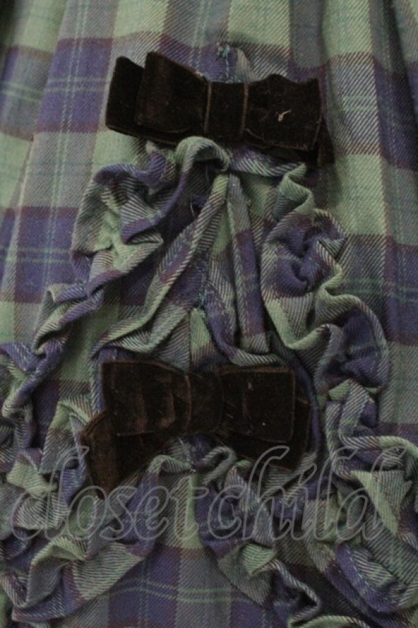 画像2: Chalmiere / タータンチェックスカート M グリーン O-26-02-23-014-0-SK-YM-OS (2)