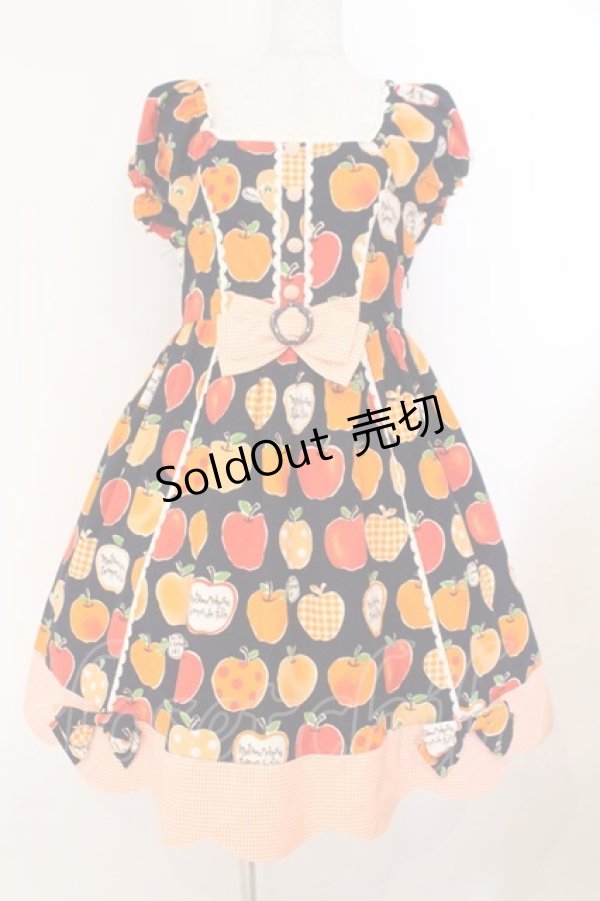 画像1: metamorphose / りんごスカラップ切替ジャンパースカート  ネイビー×オレンジ O-26-02-23-016-ME-OP-IG-OS (1)