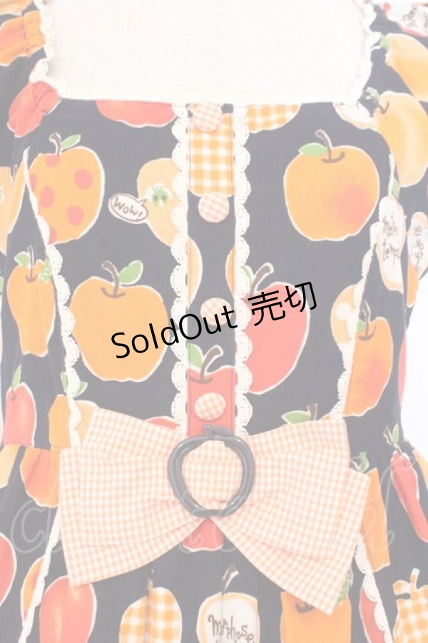 画像2: metamorphose / りんごスカラップ切替ジャンパースカート  ネイビー×オレンジ O-26-02-23-016-ME-OP-IG-OS (2)