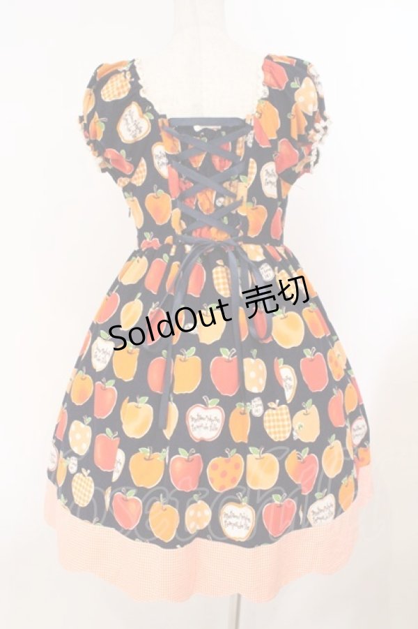 画像5: metamorphose / りんごスカラップ切替ジャンパースカート  ネイビー×オレンジ O-26-02-23-016-ME-OP-IG-OS (5)