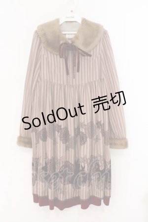 画像: Jane Marple / ウィンターラビットワンピース M ブラウン×ボルドー O-26-02-23-017-JM-OP-OW-OS