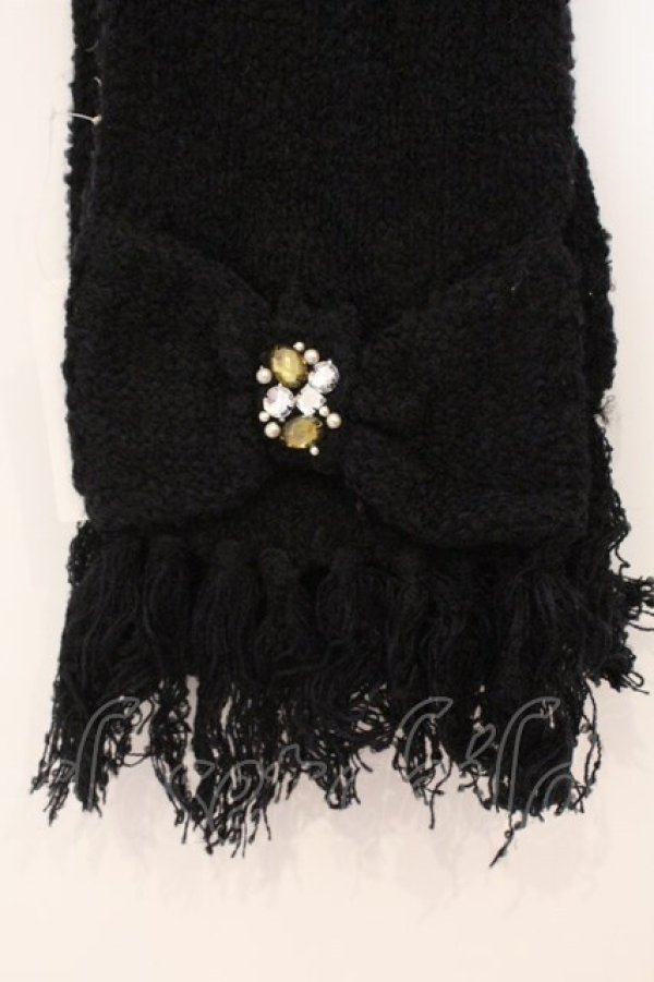 画像2: axes femme / ビジューリボンマフラー  クロ O-26-02-24-033-AX-ZA-IG-OS (2)