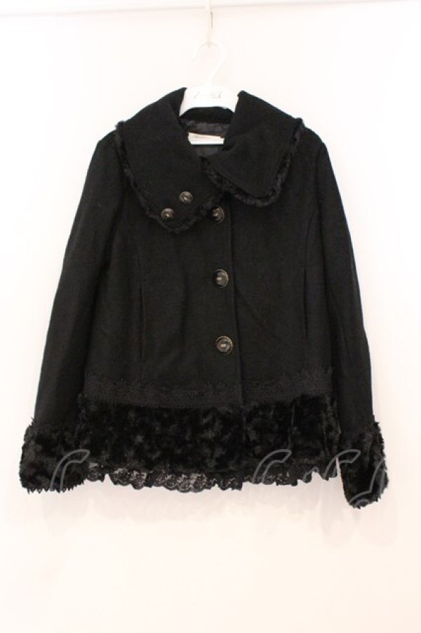 画像1: axes femme / ビッグカラーショートコート  ブラック O-26-02-24-044-AX-CO-IG-OS (1)