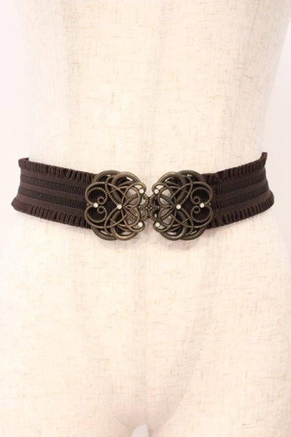 画像1: axes femme / モチーフ使いゴムベルト  ブラウン O-26-02-24-045-AX-ZA-IG-OS (1)