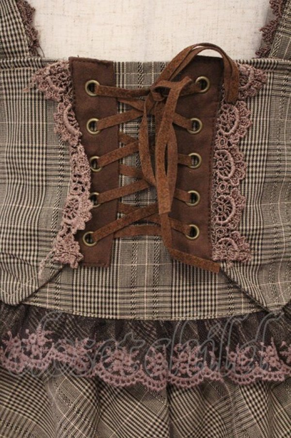 画像2: axes femme / コルセット風サスペンダースカート M ブラウン O-26-02-24-046-AX-SK-IG-OS (2)
