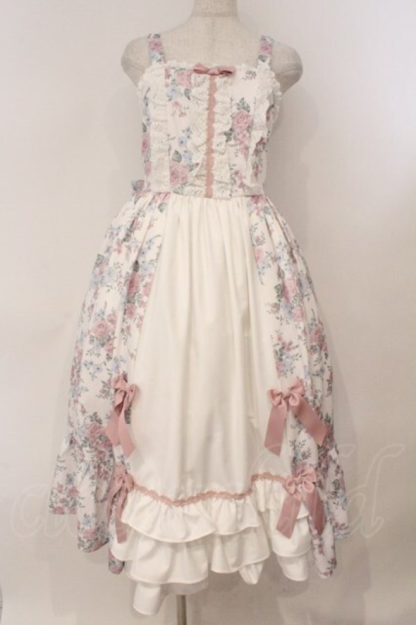 画像1: Chalmiere / クラシカルローズ柄ジャンパースカート  ピンク O-26-02-24-058-0-OP-IG-OS (1)